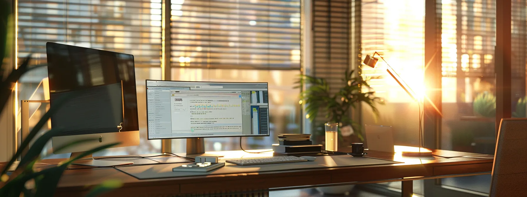 a sleek, modern office workspace features a high-tech computer displaying a secure online fax interface, illuminated by soft natural light, symbolizing the importance of hipaa compliance and secure communication in healthcare.