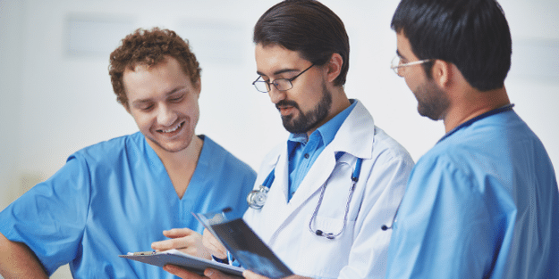 Healthcare professional working on tablet
