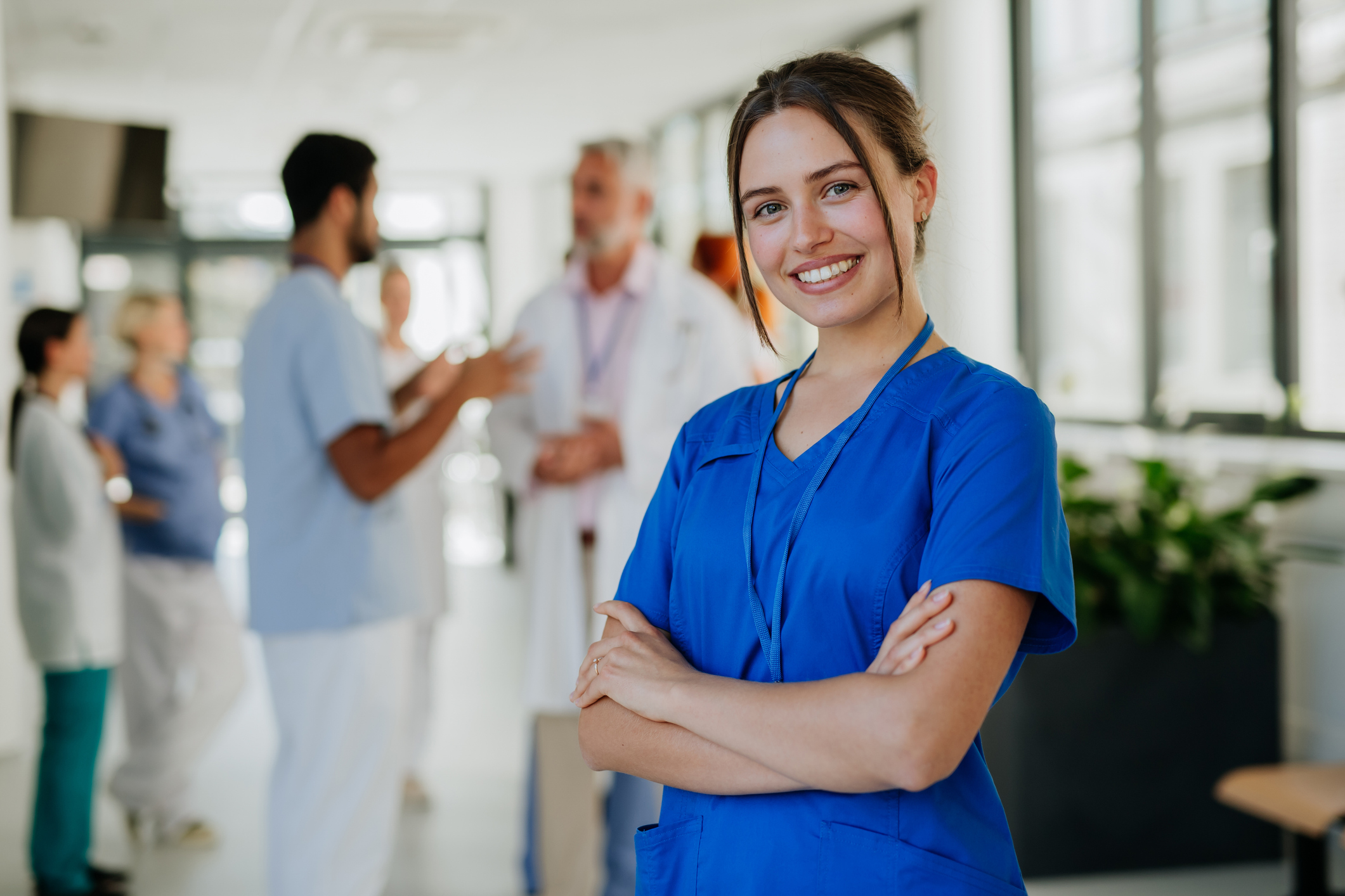 Portrait of young woman nurse at hospital